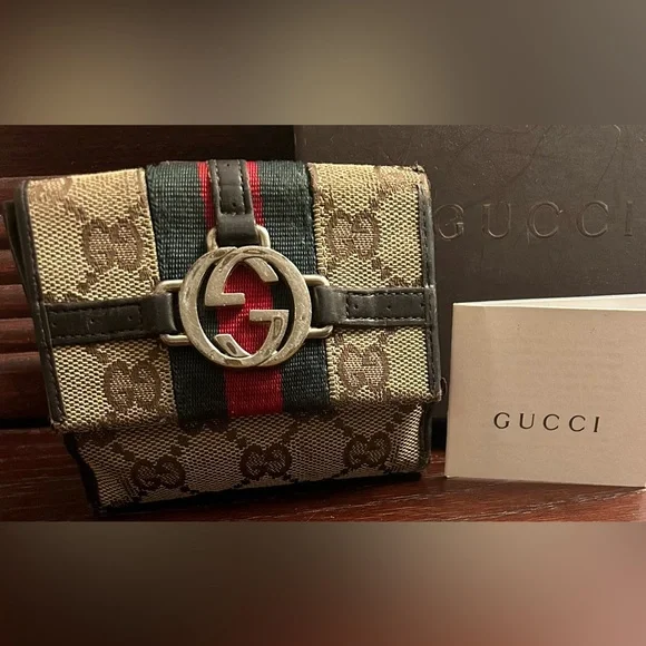 Vtg Gucci GG Ophida Trifold Wallet - Picture 1 of 16
